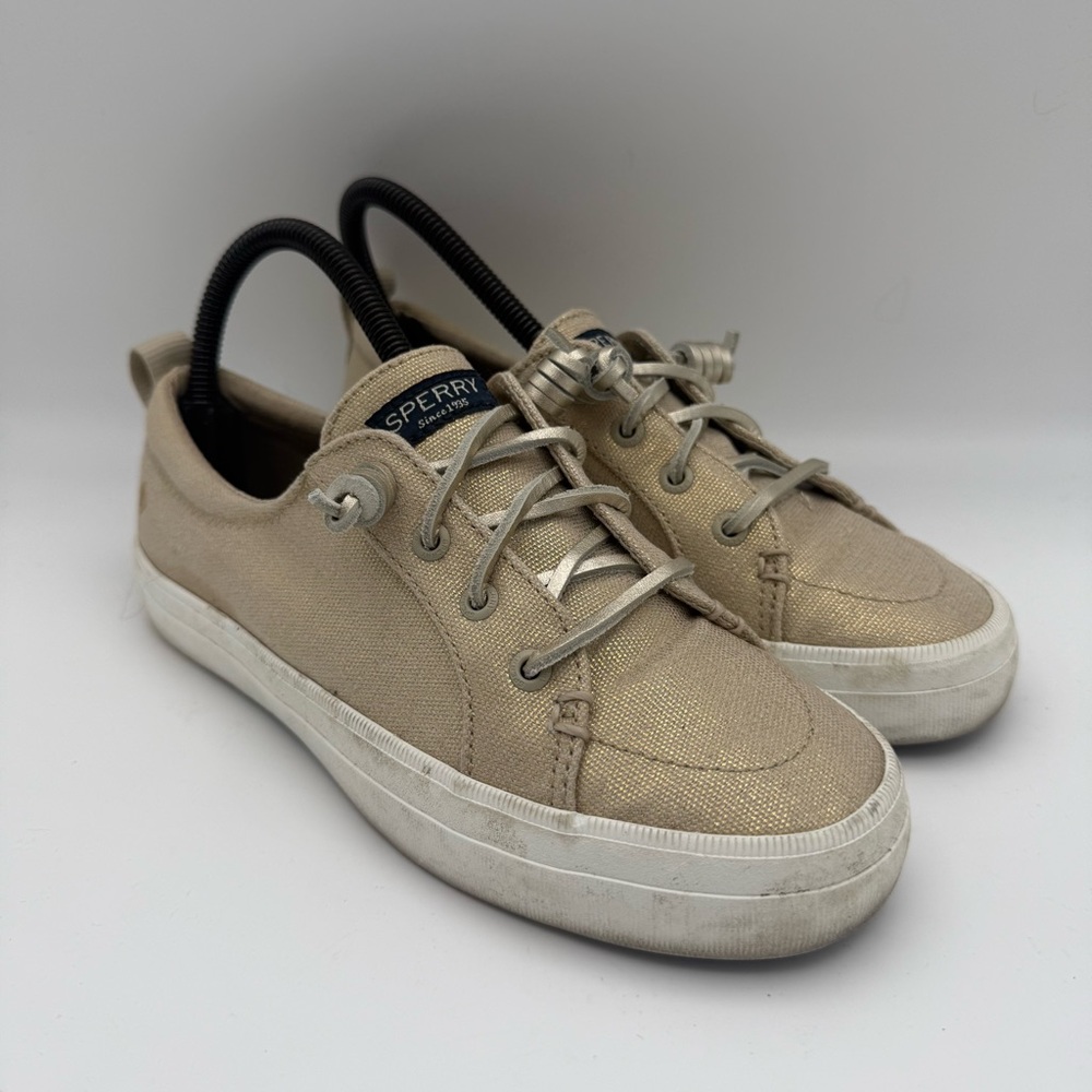 Women’s Sperry Crest Vibe Top-Sider Beige Shimmer Casual Boat Shoes‎ Size 6.5 - Picture 2 of 7